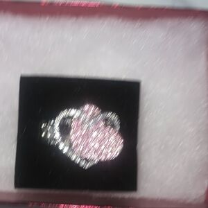 Sparkling Pink and Silver Heart Ring